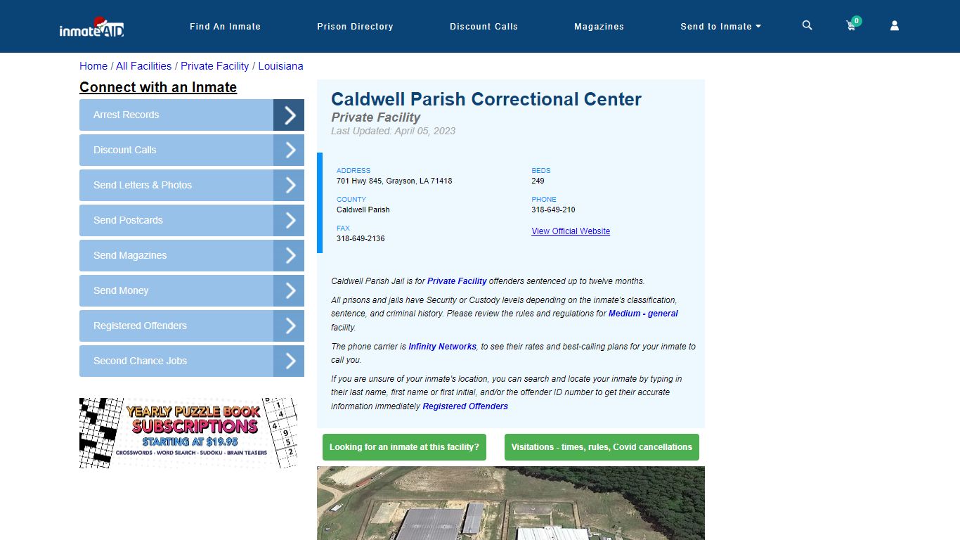 Caldwell Parish Correctional Center - Inmate Search - Grayson, LA