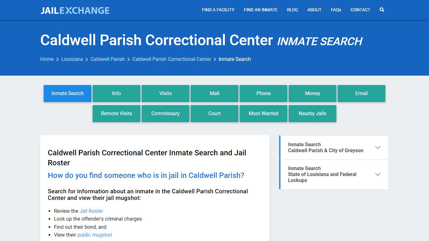 Caldwell Parish Correctional Center Inmate Search - Jail Exchange